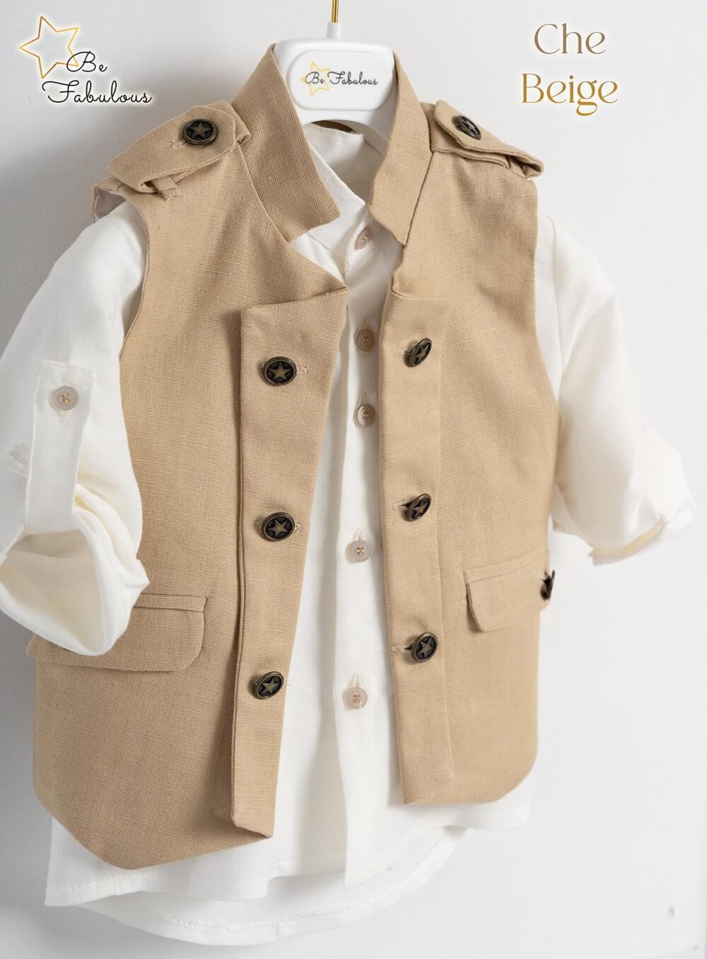 Βαπτιστικό κοστούμι Piccolino Che σε χρώμα Beige - Image 2