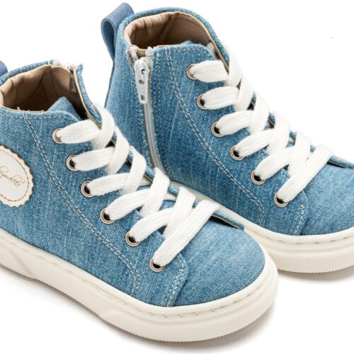 Δετό Μποτάκι Sneaker με Φερμουάρ στο Πλάι Σιέλ