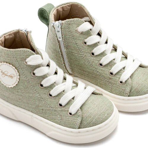 Δετό Μποτάκι Sneaker με Φερμουάρ στο Πλάι Φυστικί